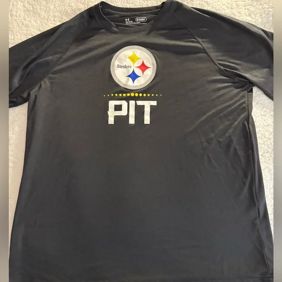 ⭐️ 3/$20 Under Armour Men's Black Pittsburgh Steelers T-Shirt NFL combine sz L - Picture 1 of 5